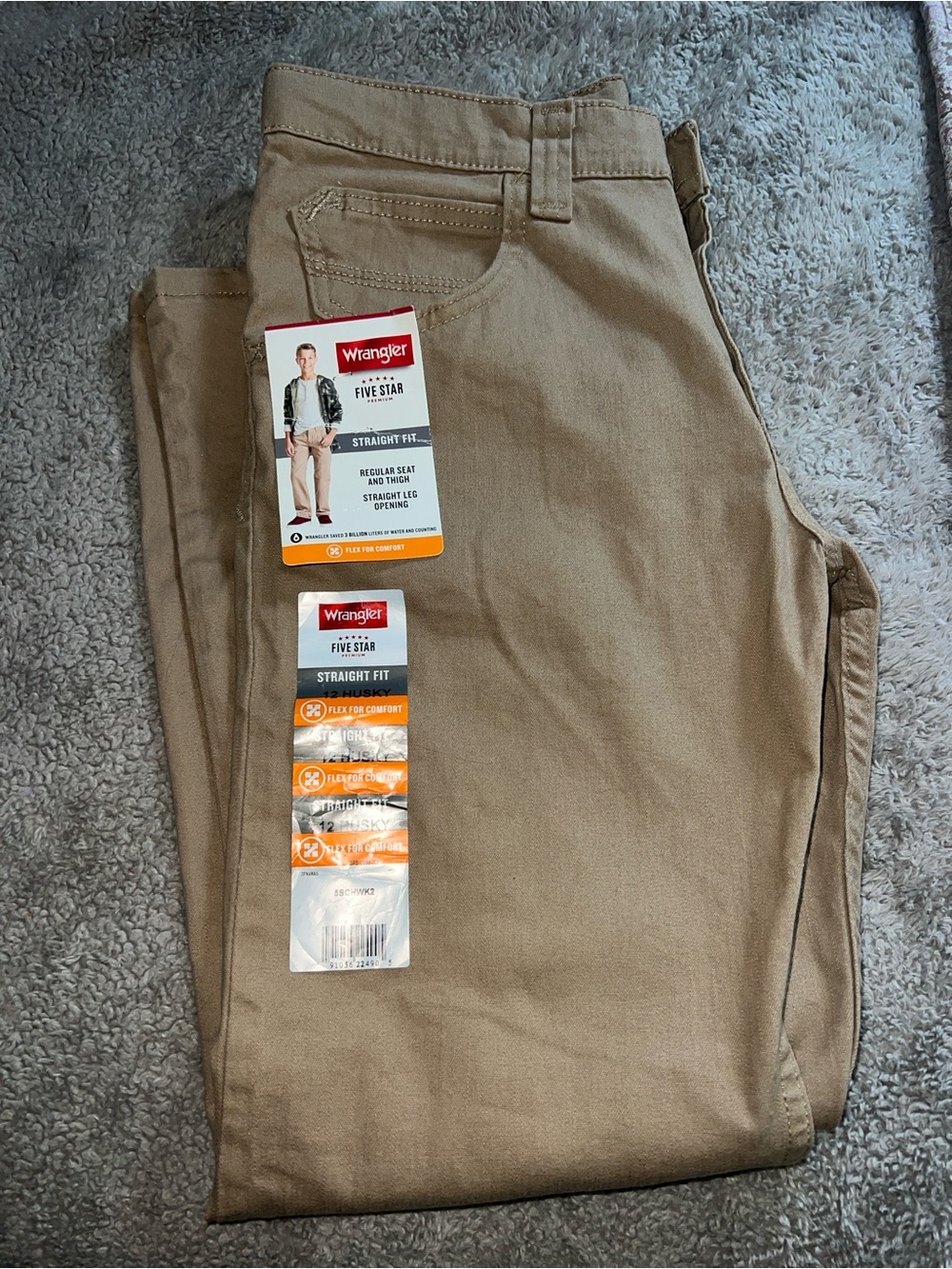New Boy’s Wrangler Straight Fit Leg 12 Husky Khaki Pants